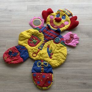 Vintage 1995 JOLLY USA Clown Baby Activity Blanket Mat Pad 44x26 Colorful Retro